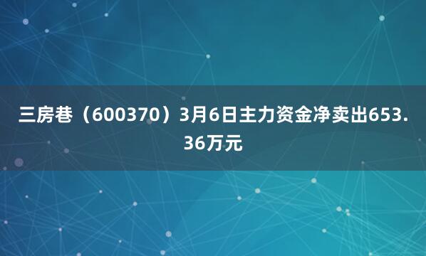 三房巷(600370)3月6日主力资金净卖出653.36万元