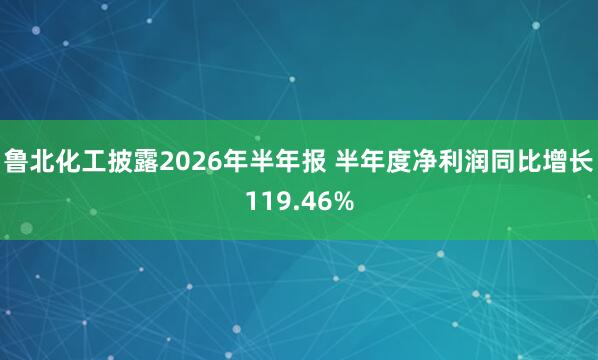鲁北化工披露2026年半年报 半年度净利润同比增长119.46%