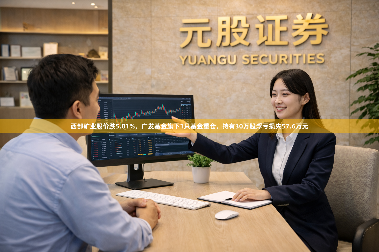 西部矿业股价跌5.01%，广发基金旗下1只基金重仓，持有30万股浮亏损失57.6万元