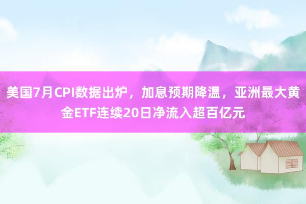 美国7月CPI数据出炉，加息预期降温，亚洲最大黄金ETF连续20日净流入超百亿元
