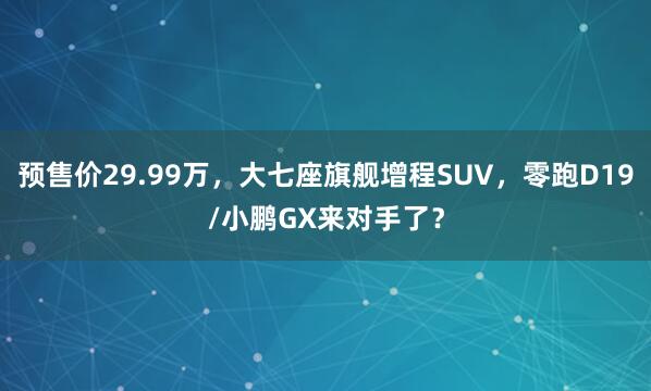 预售价29.99万，大七座旗舰增程SUV，零跑D19/小鹏GX来对手了？