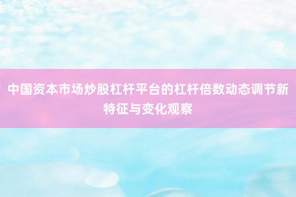 中国资本市场炒股杠杆平台的杠杆倍数动态调节新特征与变化观察