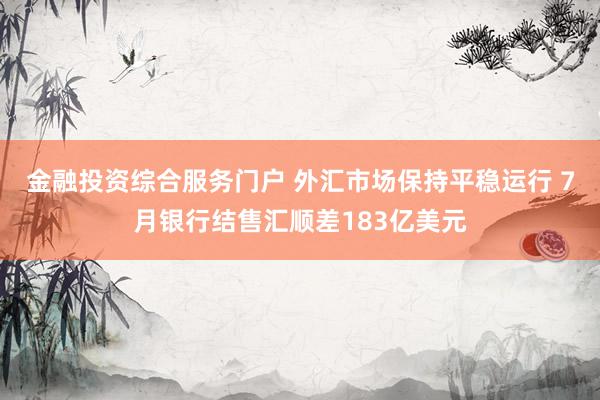 金融投资综合服务门户 外汇市场保持平稳运行 7月银行结售汇顺差183亿美元