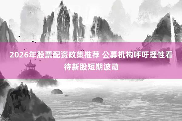 2026年股票配资政策推荐 公募机构呼吁理性看待新股短期波动