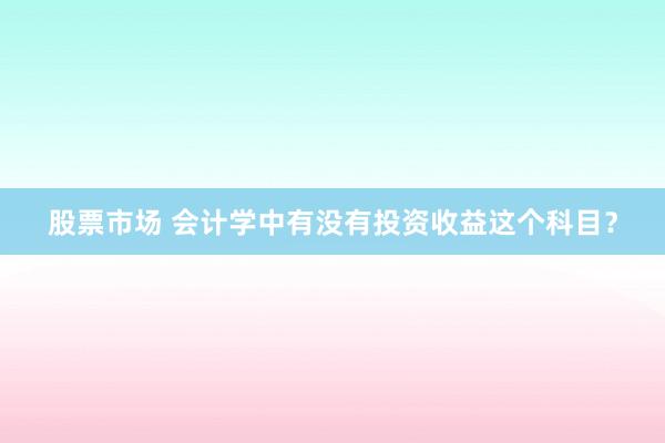 股票市场 会计学中有没有投资收益这个科目？