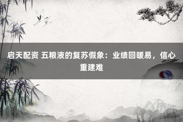 启天配资 五粮液的复苏假象：业绩回暖易，信心重建难