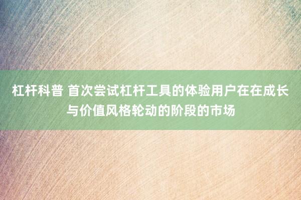 杠杆科普 首次尝试杠杆工具的体验用户在在成长与价值风格轮动的阶段的市场