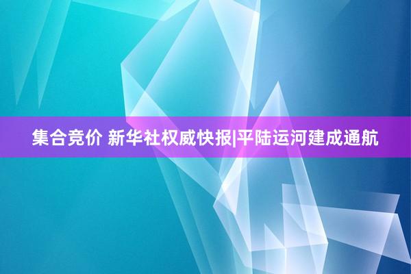 集合竞价 新华社权威快报|平陆运河建成通航
