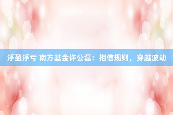 浮盈浮亏 南方基金许公磊：相信规则，穿越波动