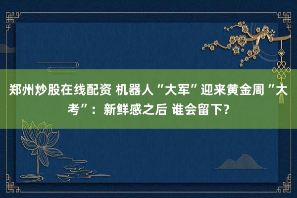 郑州炒股在线配资 机器人“大军”迎来黄金周“大考”：新鲜感之后 谁会留下？