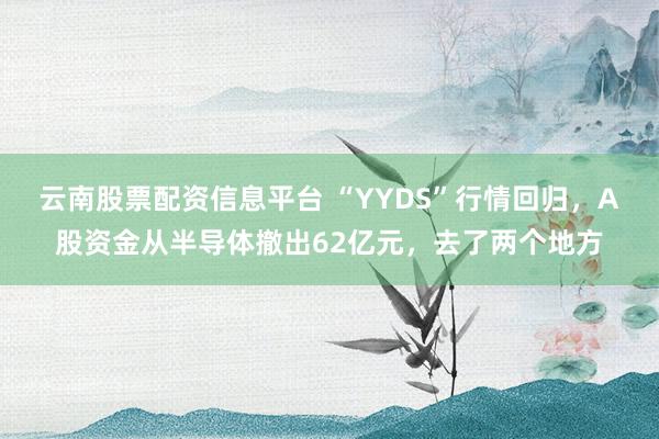 云南股票配资信息平台 “YYDS”行情回归,A股资金从半导体撤出62亿元,去了两个地方